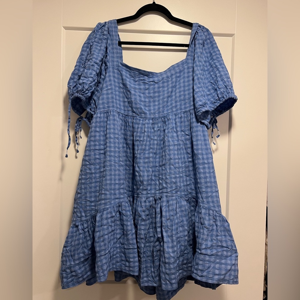 Anthropologie blue gingham dress